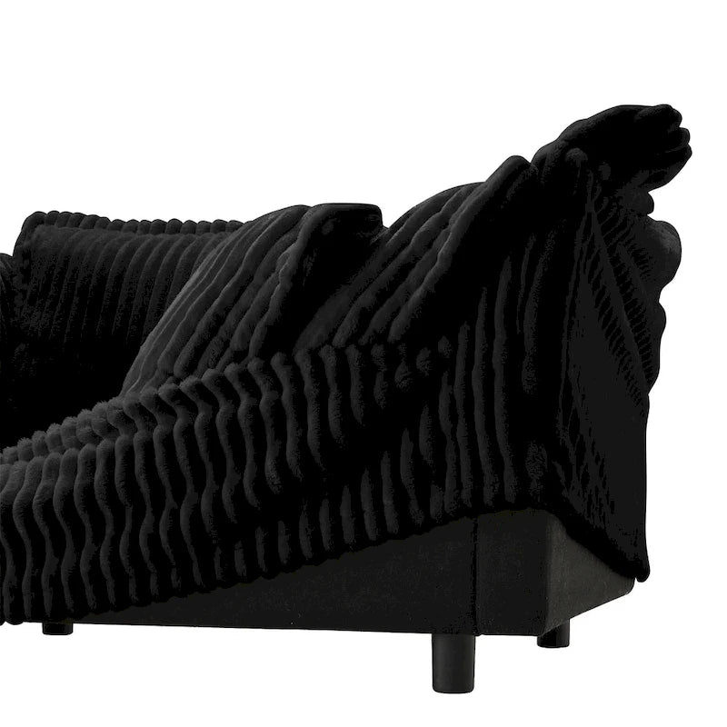 Green / Camel / Black Corduroy Armless Sectional Sofa, 2–4 Seat Modular with Reversible Ottoman & Removable Covers