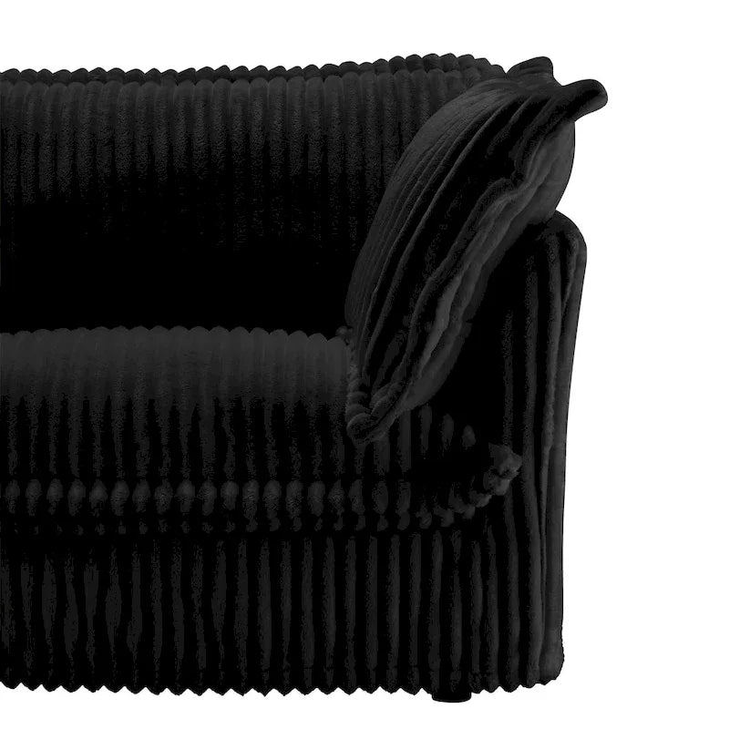Green / Camel / Black Corduroy Armless Sectional Sofa, 2–4 Seat Modular with Reversible Ottoman & Removable Covers