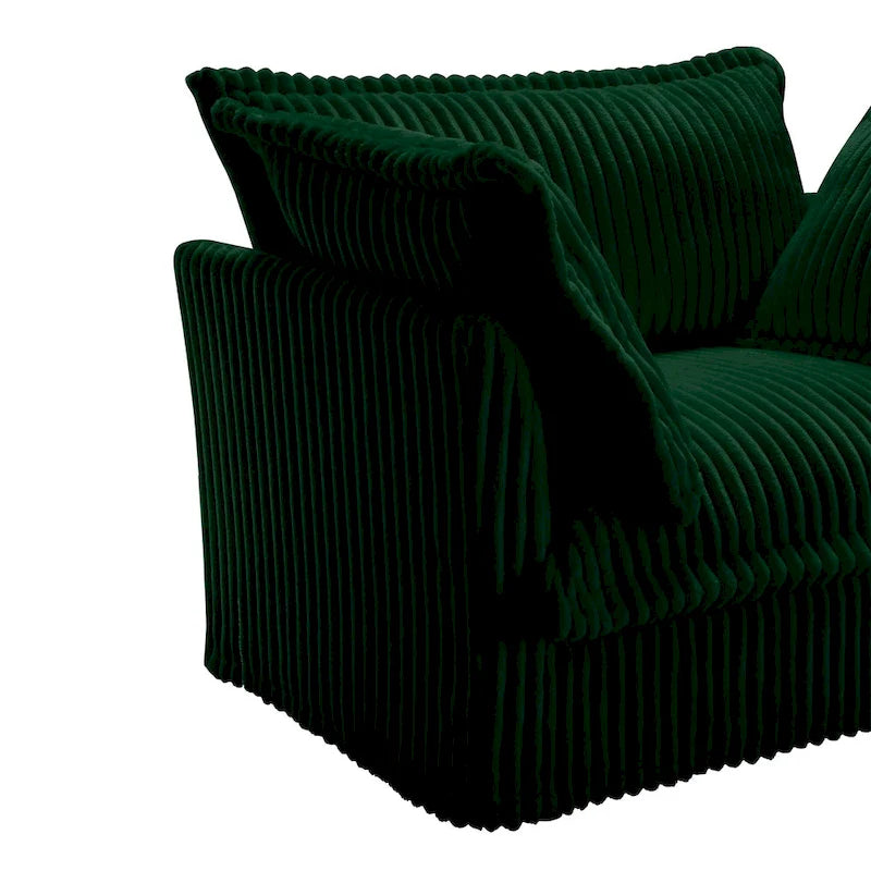 Green / Camel / Black Corduroy Armless Sectional Sofa, 2–4 Seat Modular with Reversible Ottoman & Removable Covers