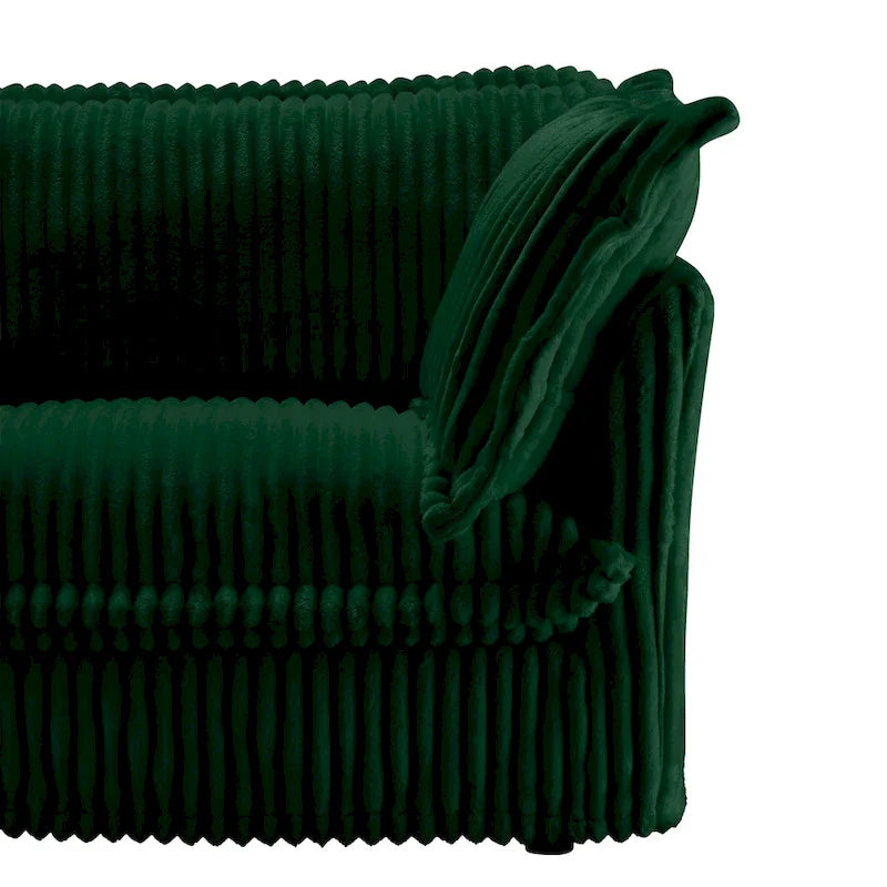 Green / Camel / Black Corduroy Armless Sectional Sofa, 2–4 Seat Modular with Reversible Ottoman & Removable Covers