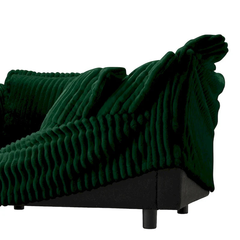 Green / Camel / Black Corduroy Armless Sectional Sofa, 2–4 Seat Modular with Reversible Ottoman & Removable Covers