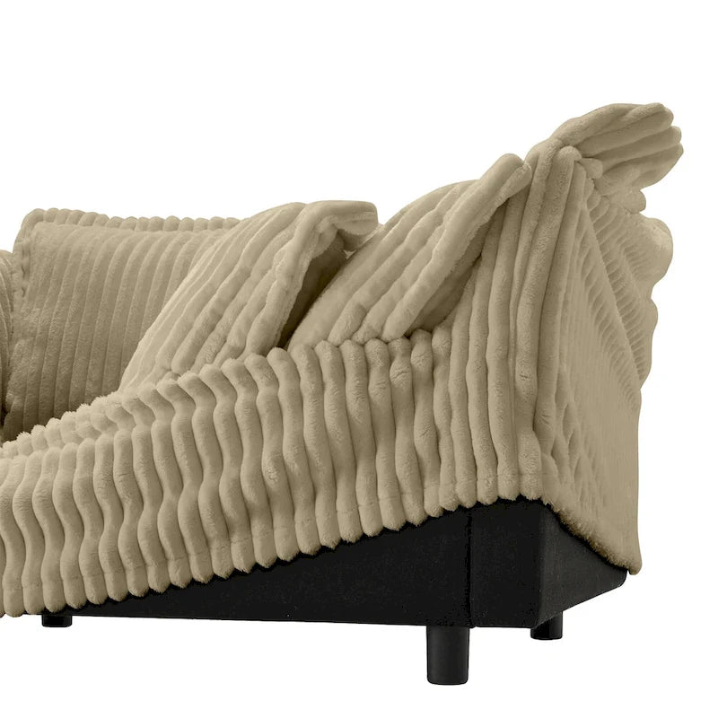 Green / Camel / Black Corduroy Armless Sectional Sofa, 2–4 Seat Modular with Reversible Ottoman & Removable Covers