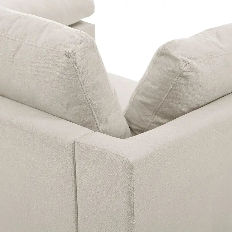 Beige L-Shaped Sectional Sofa with Adjustable Footrest, Seats 3-4