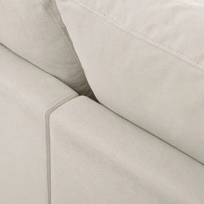 Beige L-Shaped Sectional Sofa with Adjustable Footrest, Seats 3-4