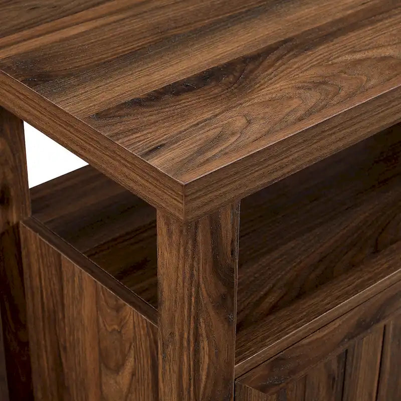 58" Groove Door Highboy TV Stand – Rustic Oak / Dark Walnut / Grey Wash