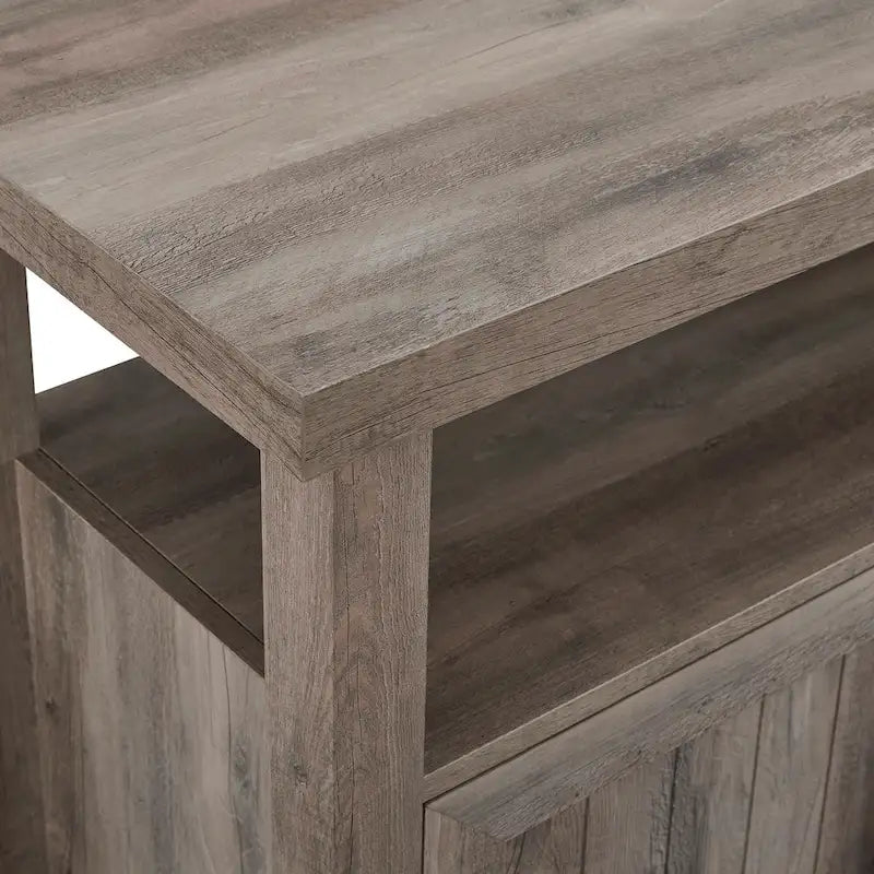58" Groove Door Highboy TV Stand – Rustic Oak / Dark Walnut / Grey Wash