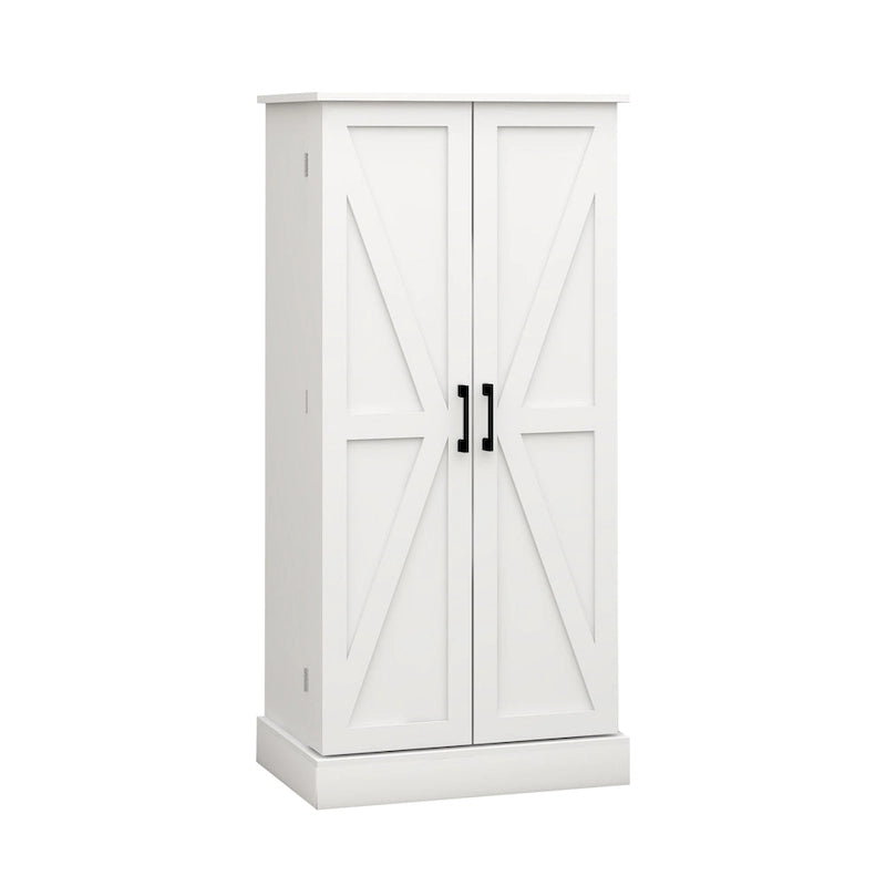 White LED Kitchen Pantry Cabinet, 5-Tier, Single-Door