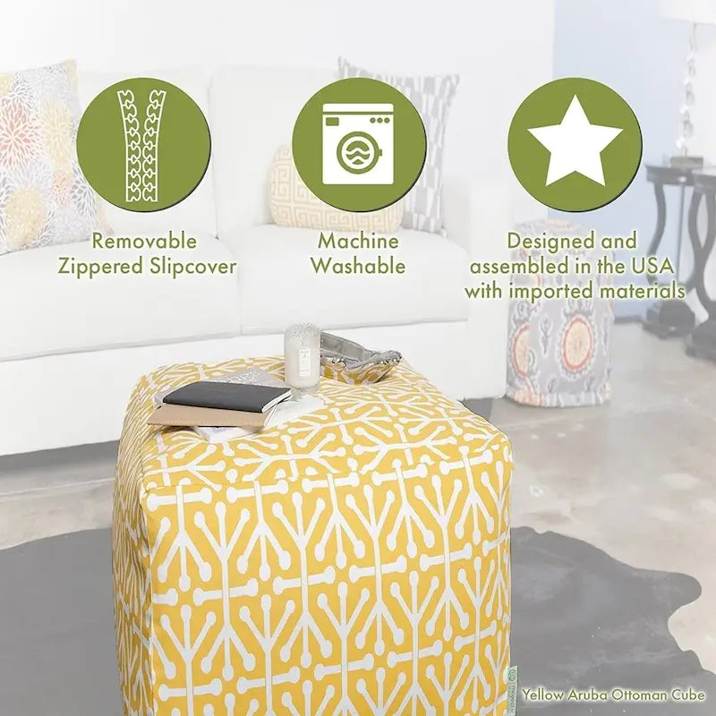 Polka Dot Ottoman Pouf Cube – Seat, Footstool & Side Table (1–2 Person)