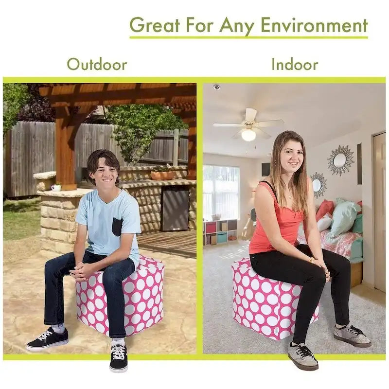 Polka Dot Ottoman Pouf Cube – Seat, Footstool & Side Table (1–2 Person)