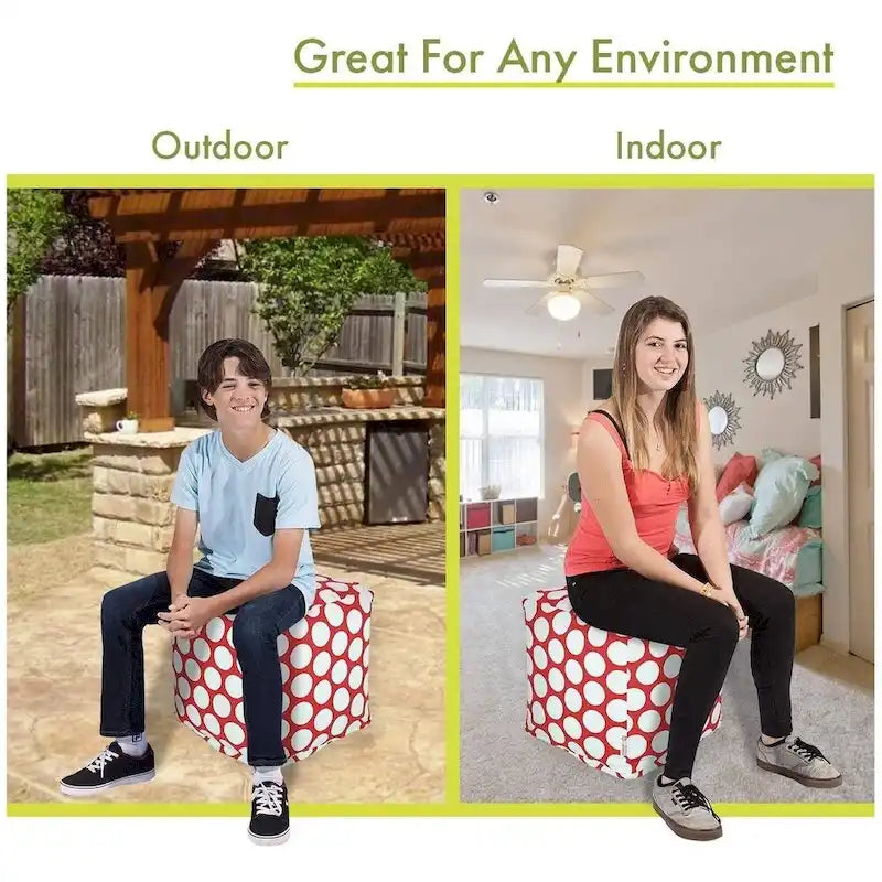 Polka Dot Ottoman Pouf Cube – Seat, Footstool & Side Table (1–2 Person)