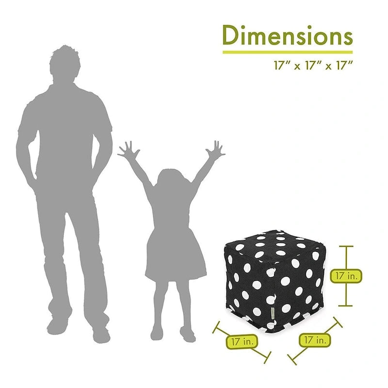Polka Dot Ottoman Pouf Cube – Seat, Footstool & Side Table (1–2 Person)