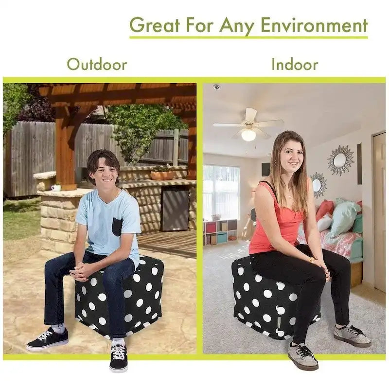 Polka Dot Ottoman Pouf Cube – Seat, Footstool & Side Table (1–2 Person)