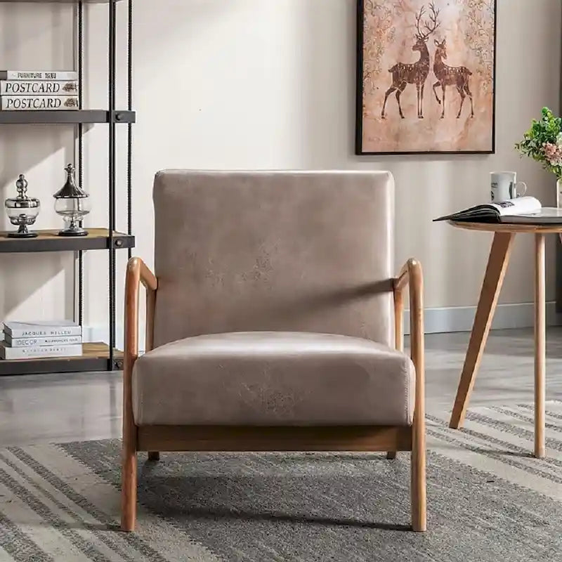 25.2" Wide Armchair, Mid-Century Style, Faux Leather, Single Seat