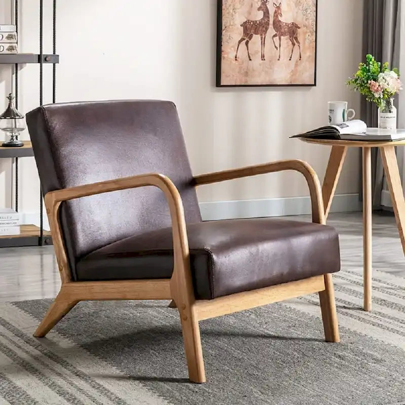 25.2" Wide Armchair, Mid-Century Style, Faux Leather, Single Seat