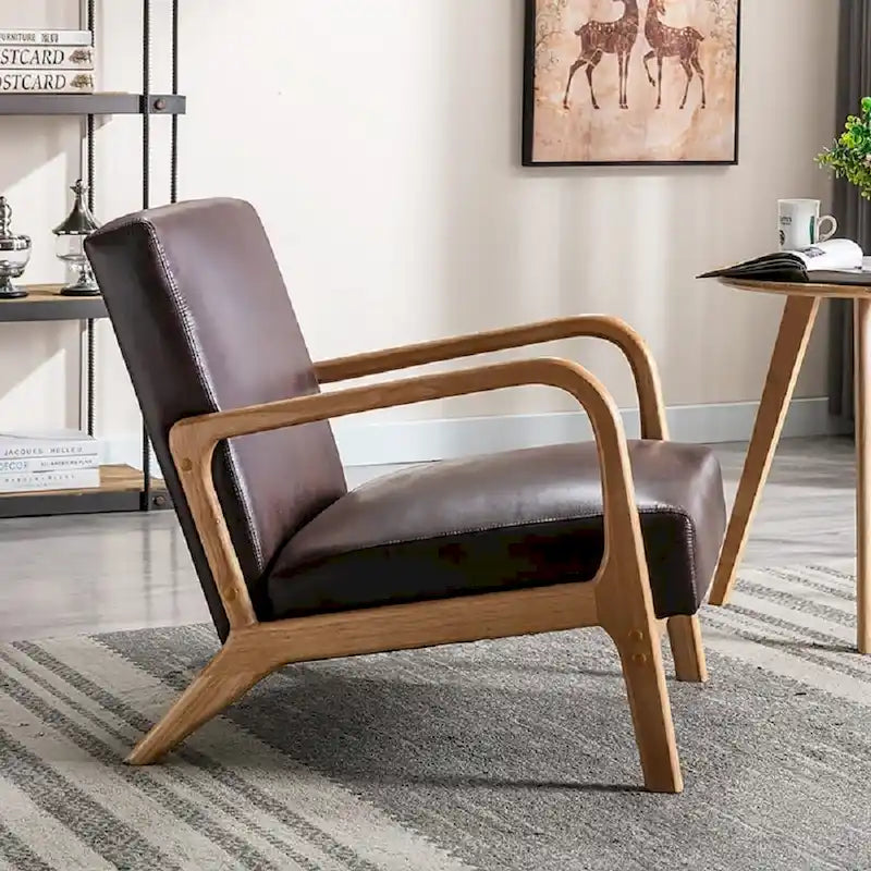 25.2" Wide Armchair, Mid-Century Style, Faux Leather, Single Seat