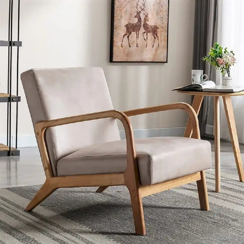 25.2" Wide Armchair, Mid-Century Style, Faux Leather, Single Seat