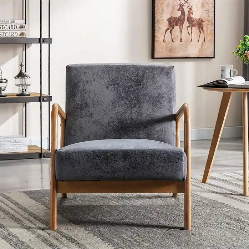 25.2" Wide Armchair, Mid-Century Style, Faux Leather, Single Seat