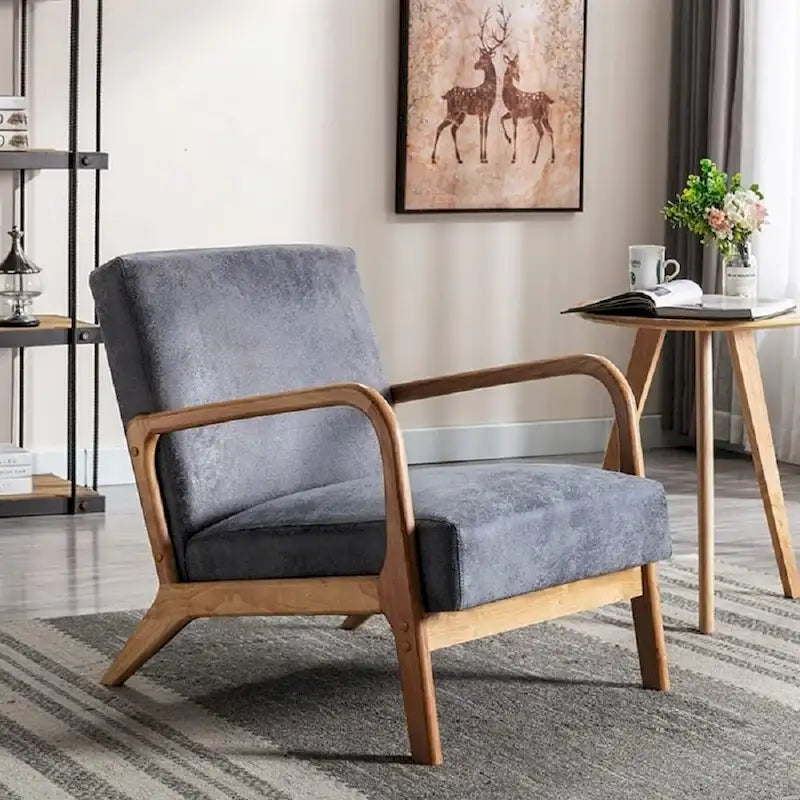 25.2" Wide Armchair, Mid-Century Style, Faux Leather, Single Seat