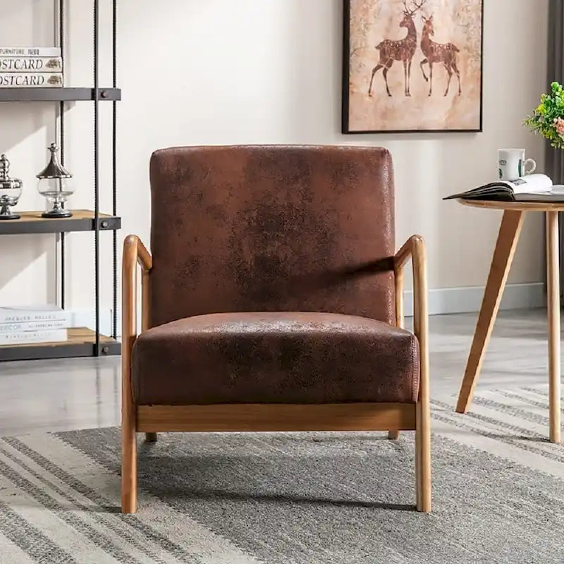 25.2" Wide Armchair, Mid-Century Style, Faux Leather, Single Seat