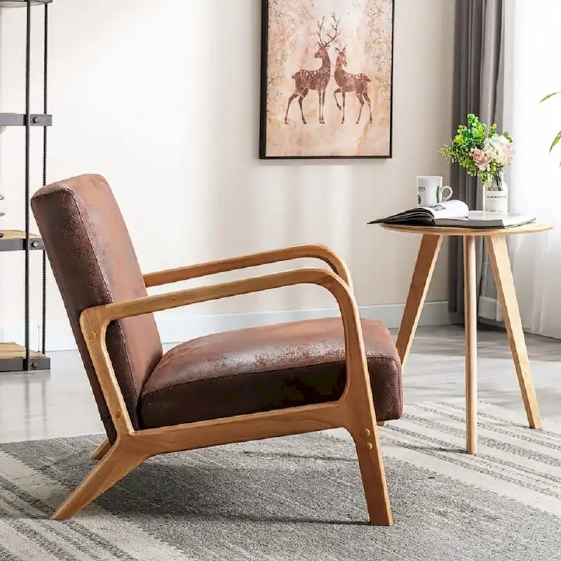 25.2" Wide Armchair, Mid-Century Style, Faux Leather, Single Seat