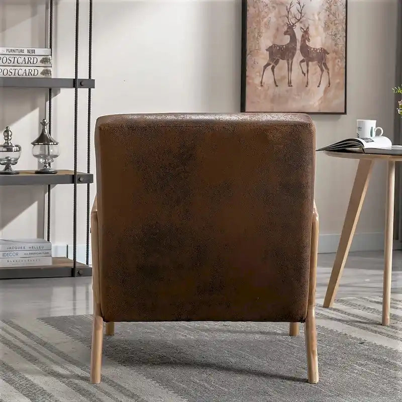 25.2" Wide Armchair, Mid-Century Style, Faux Leather, Single Seat