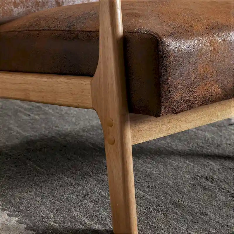 25.2" Wide Armchair, Mid-Century Style, Faux Leather, Single Seat