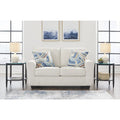 Polyester 2-Seat Loveseat, White / Blue, 63W x 38D x 39H