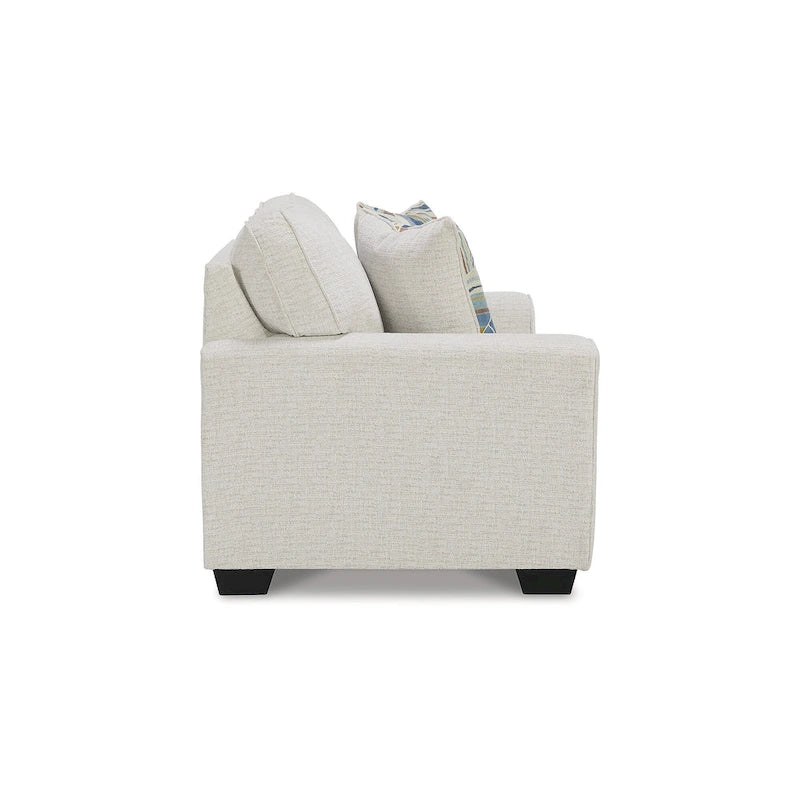 Polyester 2-Seat Loveseat, White / Blue, 63W x 38D x 39H