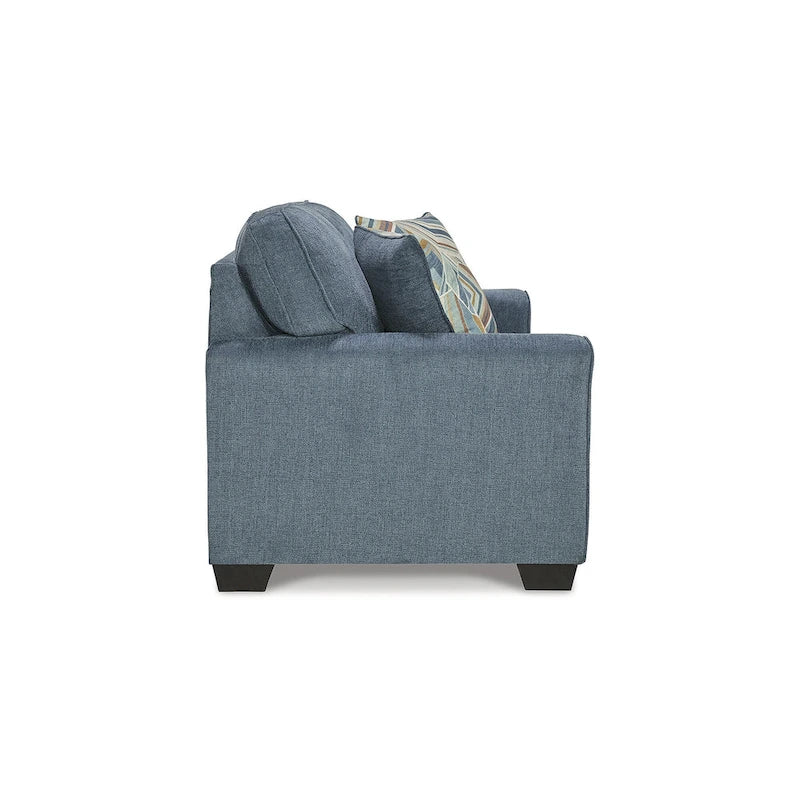 Polyester 2-Seat Loveseat, White / Blue, 63W x 38D x 39H