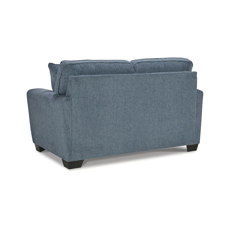 Polyester 2-Seat Loveseat, White / Blue, 63W x 38D x 39H