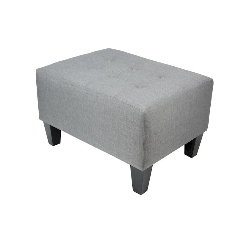 Grey / Black / White / Charcoal Square Ottoman, Contemporary Style, Single