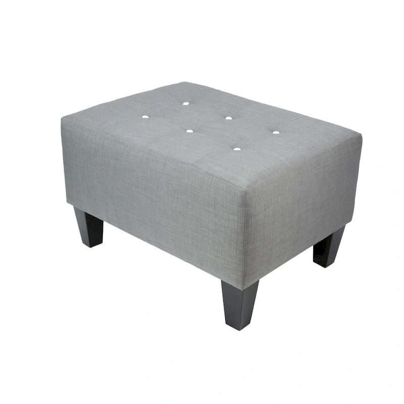 Grey / Black / White / Charcoal Square Ottoman, Contemporary Style, Single