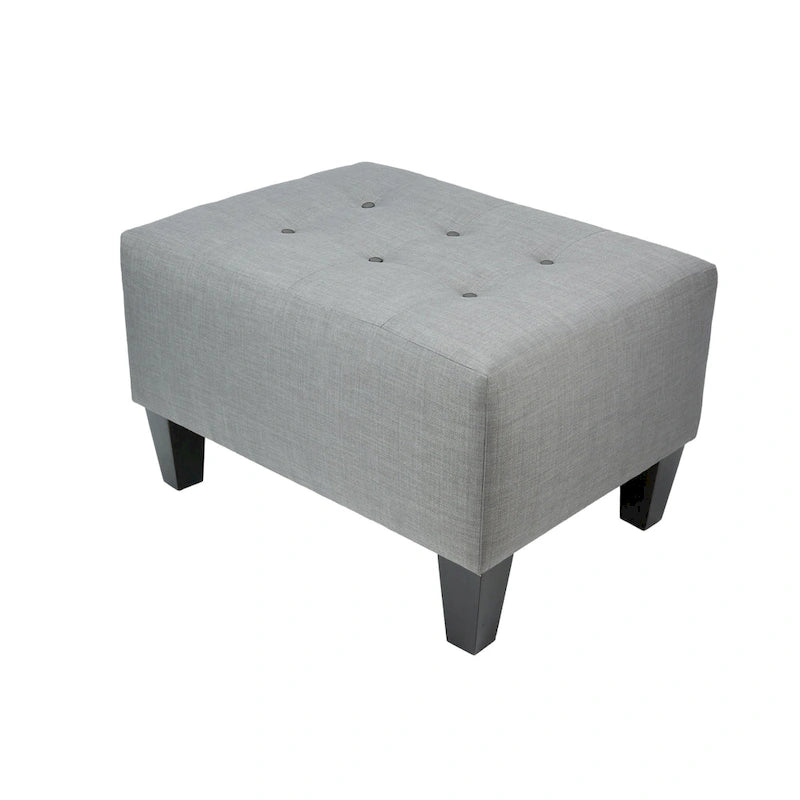 Grey / Black / White / Charcoal Square Ottoman, Contemporary Style, Single
