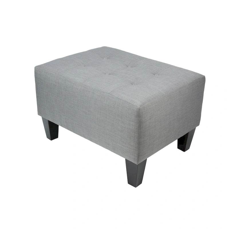 Grey / Black / White / Charcoal Square Ottoman, Contemporary Style, Single