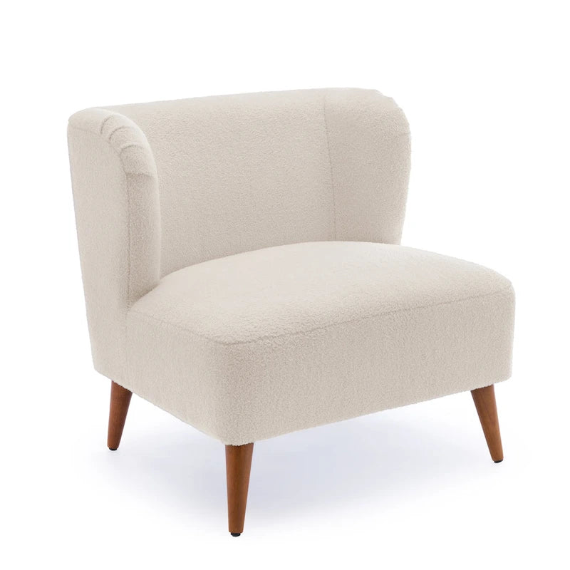 Gray / Milky White Boucle Accent Chair, Single Seat