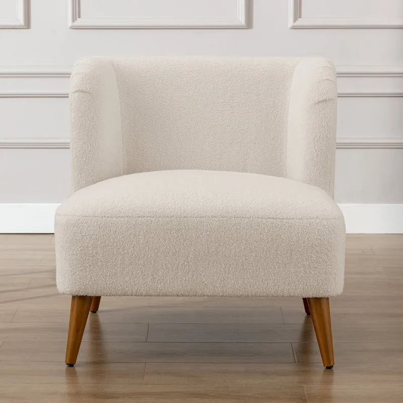 Gray / Milky White Boucle Accent Chair, Single Seat