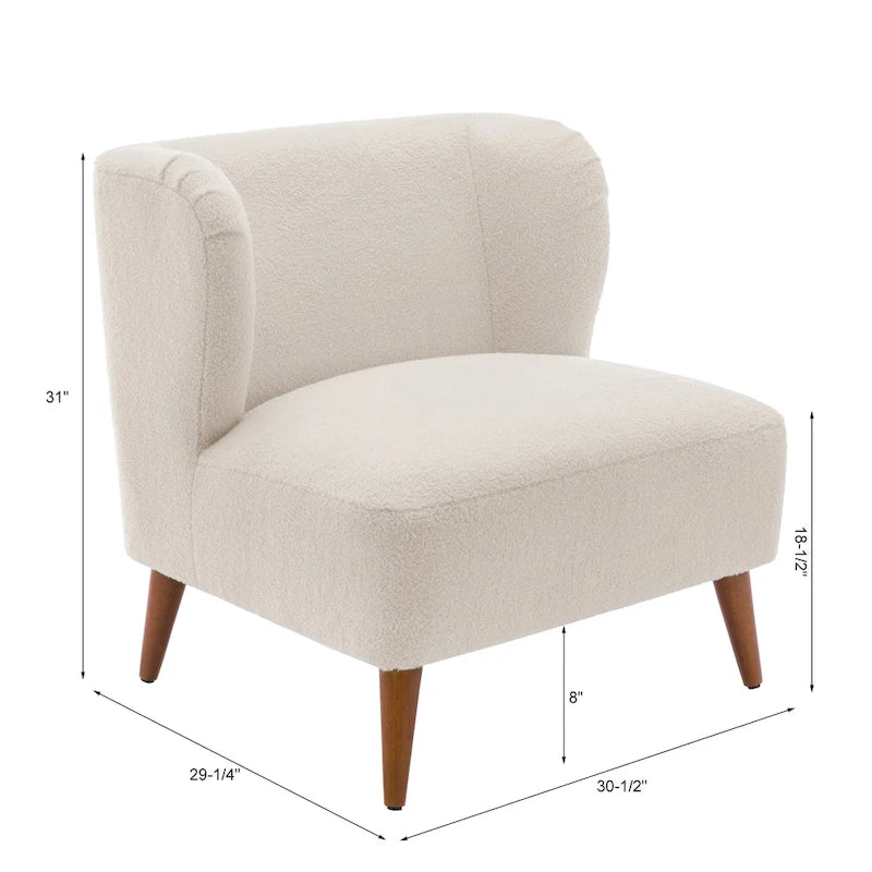 Gray / Milky White Boucle Accent Chair, Single Seat