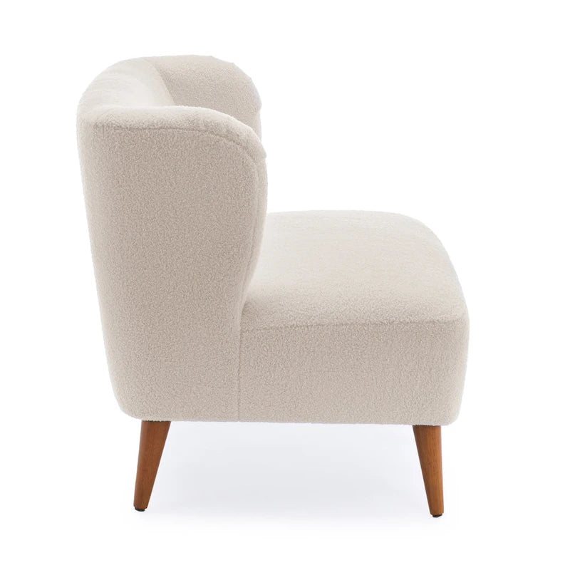 Gray / Milky White Boucle Accent Chair, Single Seat