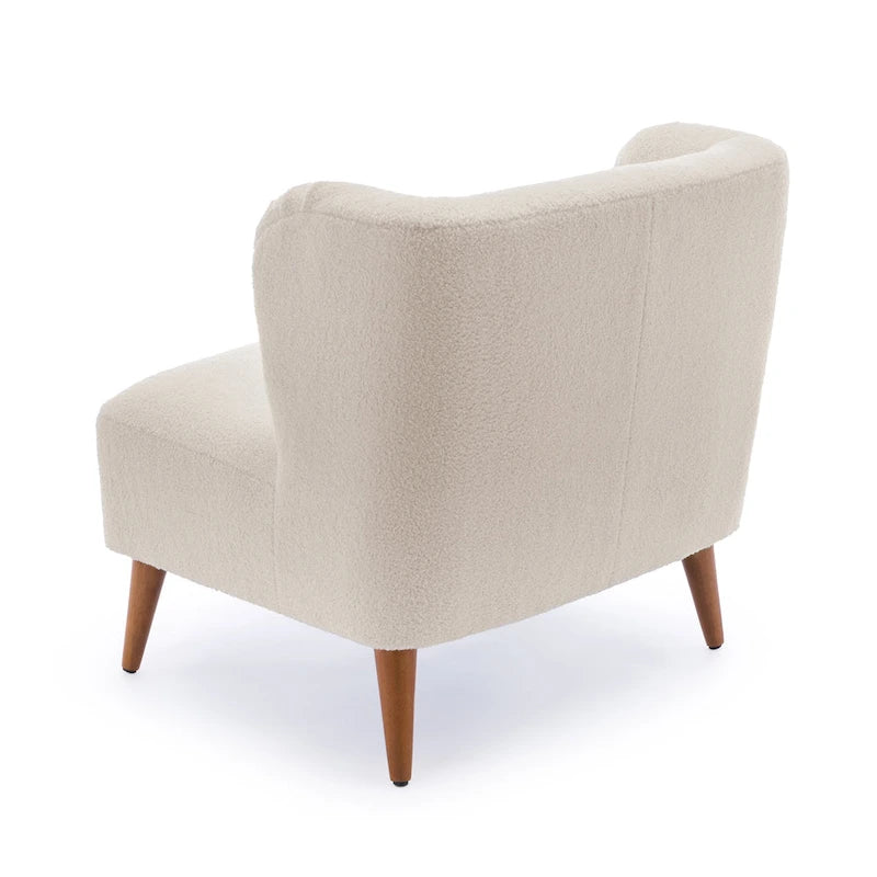 Gray / Milky White Boucle Accent Chair, Single Seat
