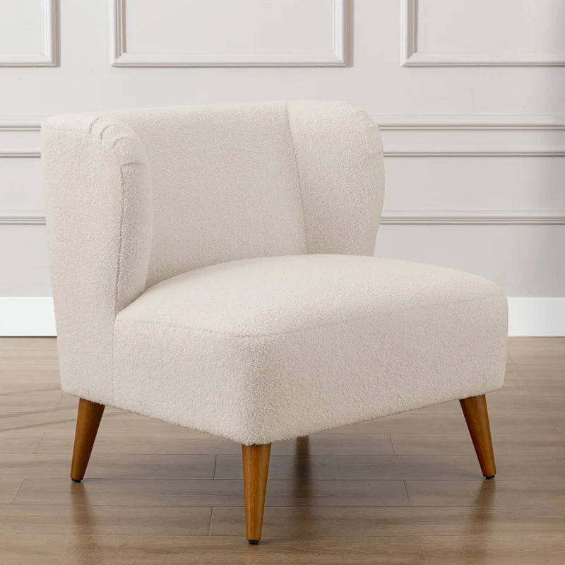 Gray / Milky White Boucle Accent Chair, Single Seat