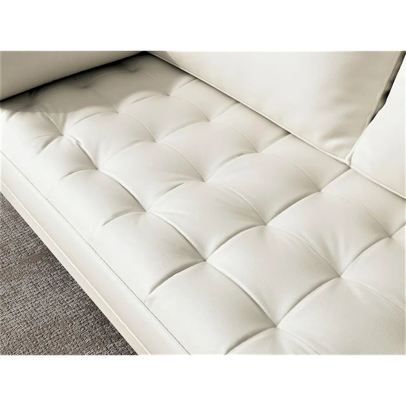 Mid-Century Modern Loveseat, Faux Leather, 2-Seat – White / Brown / Black / Grey