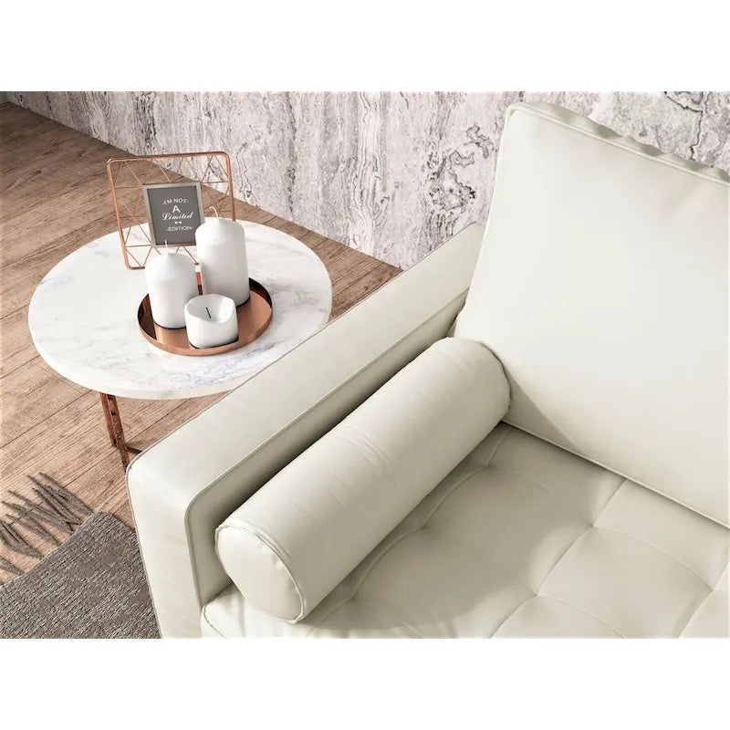 Mid-Century Modern Loveseat, Faux Leather, 2-Seat – White / Brown / Black / Grey