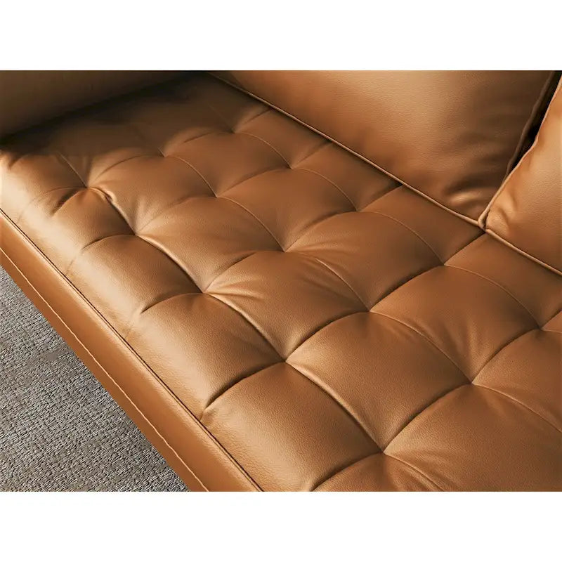 Mid-Century Modern Loveseat, Faux Leather, 2-Seat – White / Brown / Black / Grey