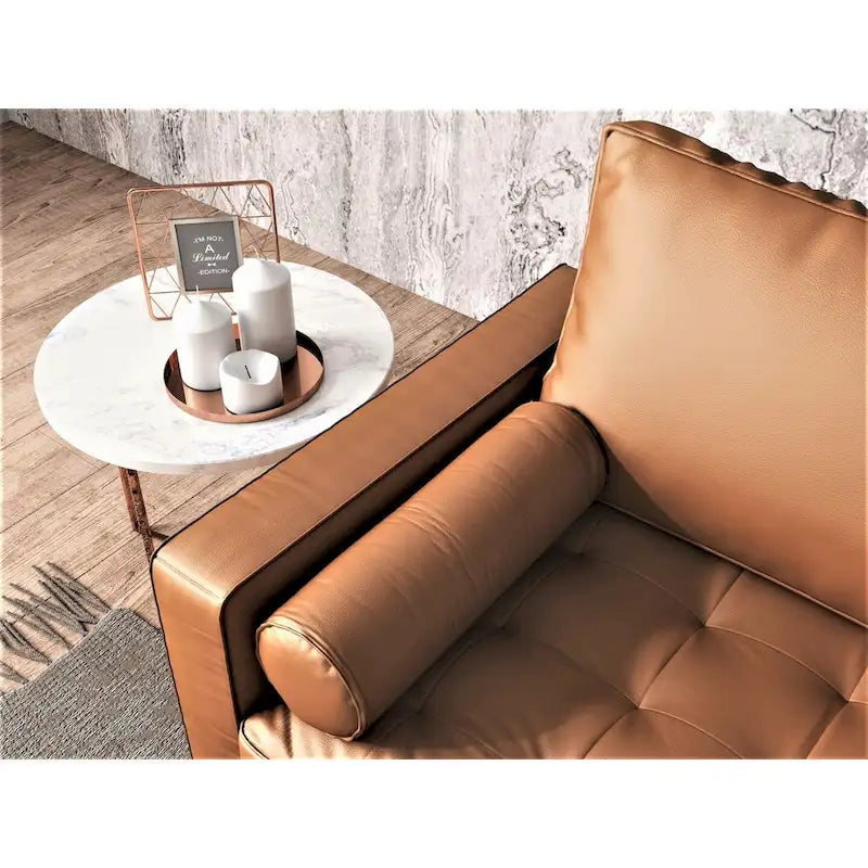 Mid-Century Modern Loveseat, Faux Leather, 2-Seat – White / Brown / Black / Grey