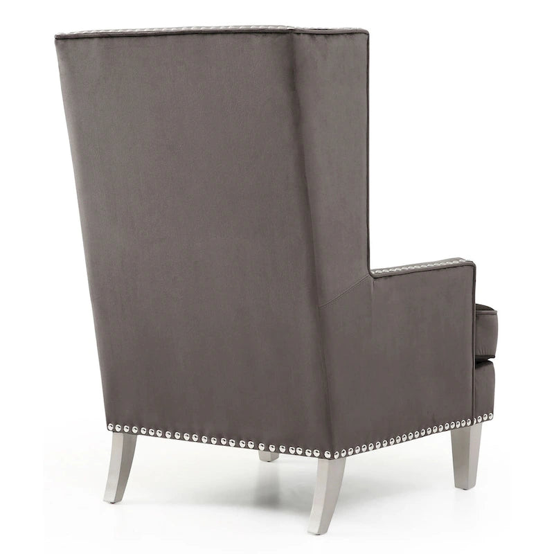 Velvet Accent Chair for 1 – High Back, Nailhead Trim | Pink / Dark Grey / Black / Blue