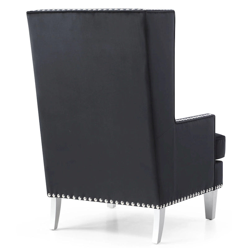 Velvet Accent Chair for 1 – High Back, Nailhead Trim | Pink / Dark Grey / Black / Blue