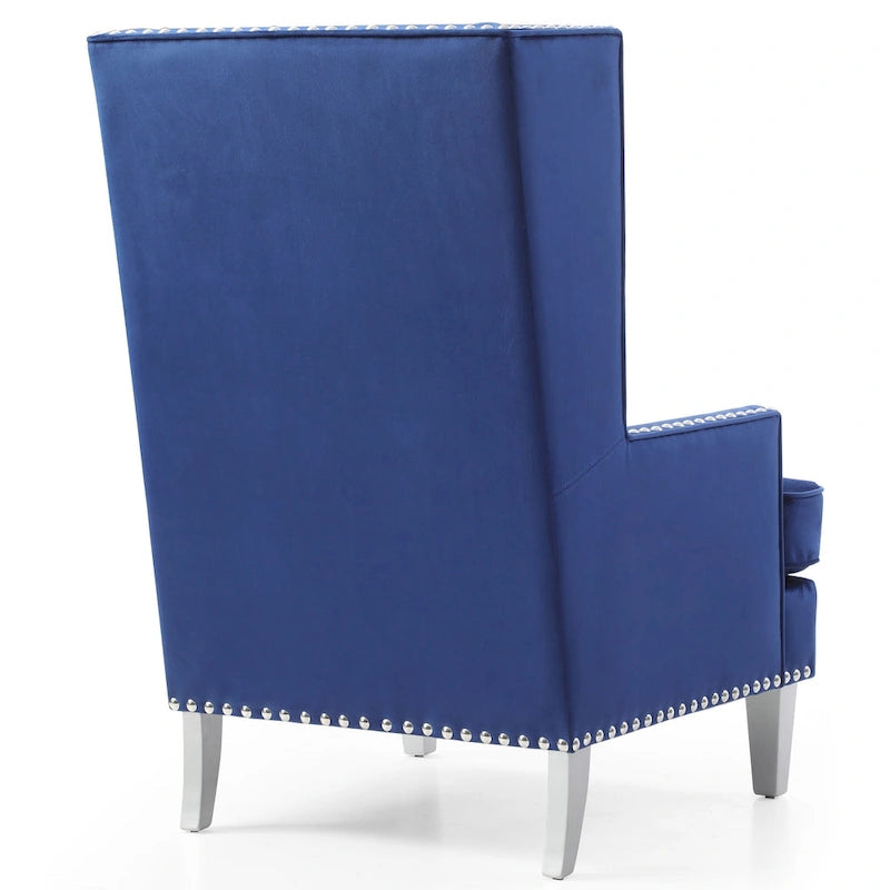 Velvet Accent Chair for 1 – High Back, Nailhead Trim | Pink / Dark Grey / Black / Blue