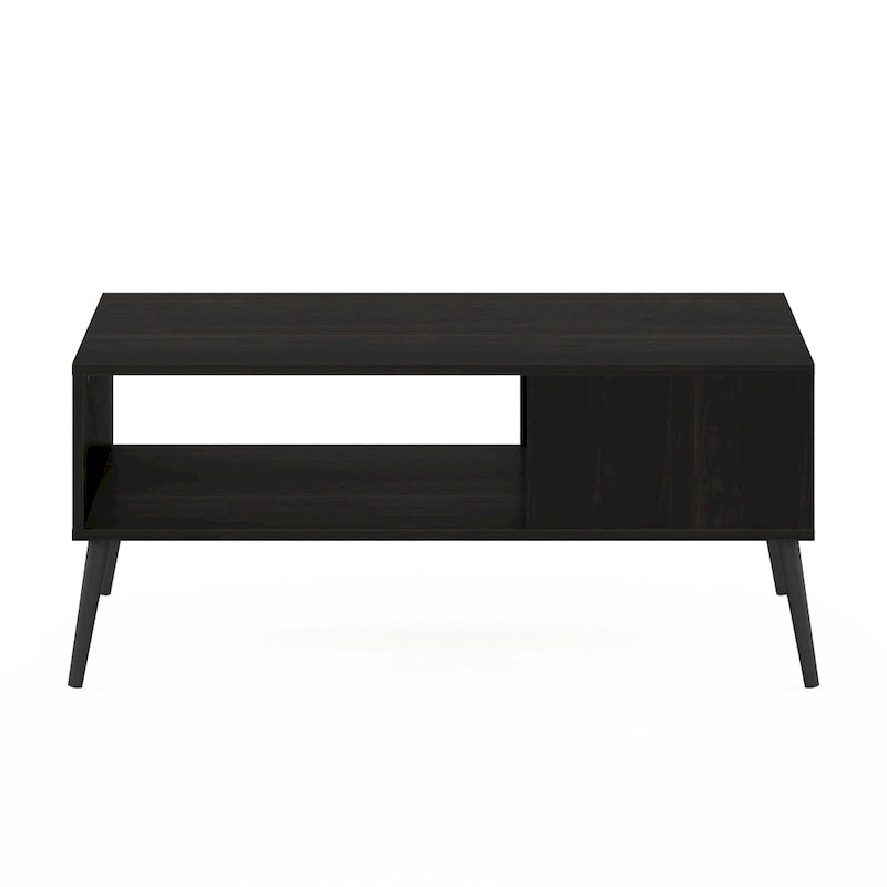 Mid Century Coffee Table with Wood Legs – French Oak / Espresso / Marble White, Seats 2–4