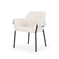 Cream / Oatmeal / Grey Boucle Dining Chair, Matte Black Frame, 1-Seater