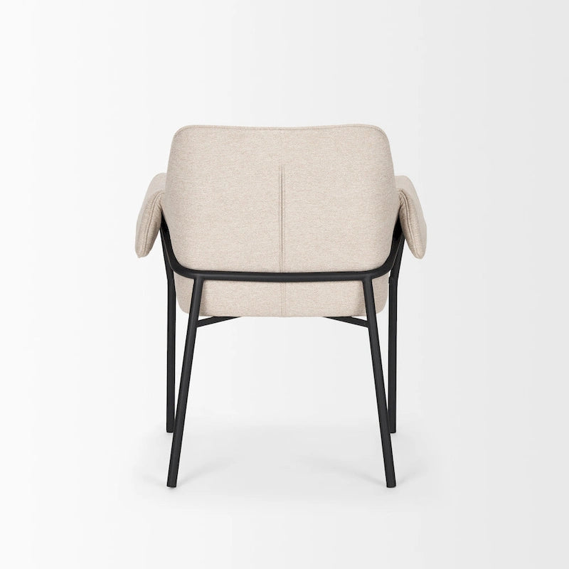Cream / Oatmeal / Grey Boucle Dining Chair, Matte Black Frame, 1-Seater